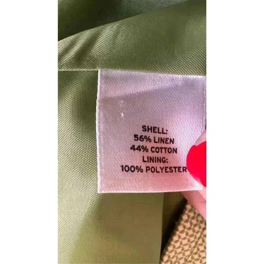 Halogen Womens Sage Green Linen Blend Lined Two Button Blazer Jacket Size Medium